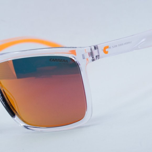 Carrera 8055/S 0900 UZ Rectangle Sunglasses - Crystal/Red Multilayer - Picture 3 of 10